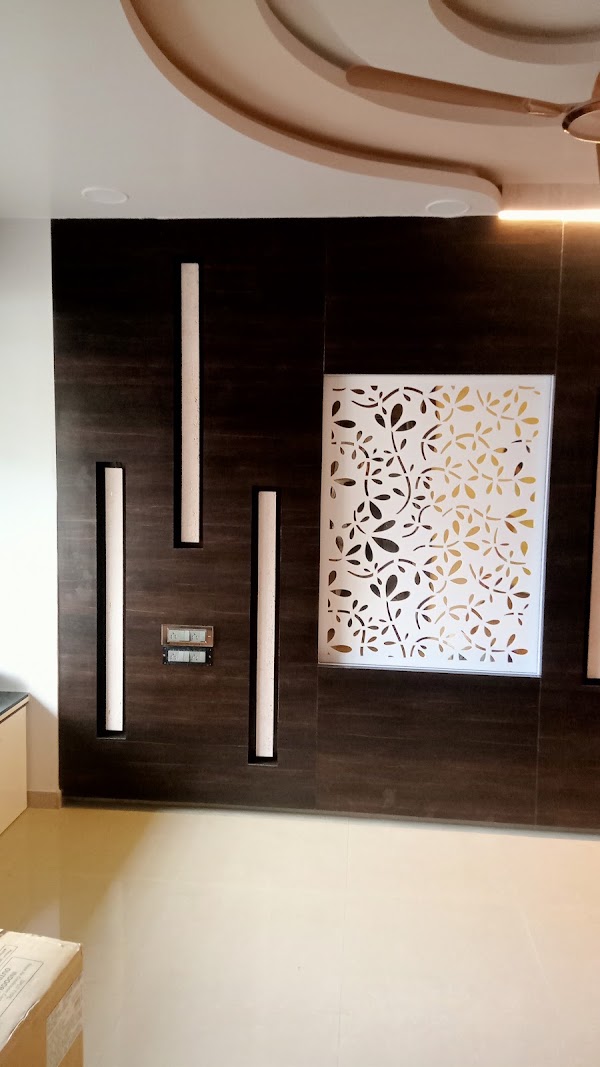 Feature Accent Wall with CNC Floral Jaali Cutout
